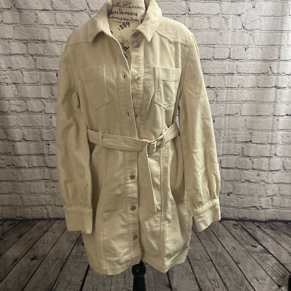 Topshop Cream Corduroy Utility Jacket